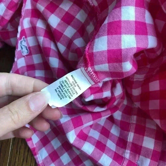 vineyard vines Women’s 4 Pink/White Gingham Signature Cotton Button-Down Shirt - Picture 6 of 10